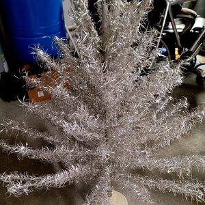 Silver Holiday Tinsel Tree